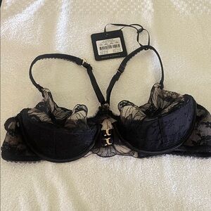 Honey Birdette Elegant Black Lace Balconette  Bra